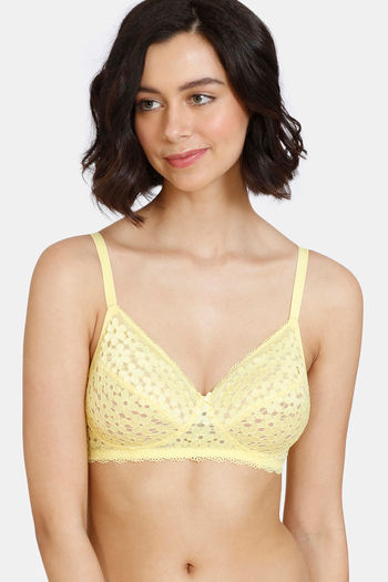 Buy Zivame Serenade Double Layered Non Wired 3/4th Coverage Lace Bra - Sunshine