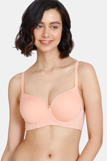 Buy Zivame Breeze Padded Wired 3/4th Coverage T-Shirt Bra - Salmon
