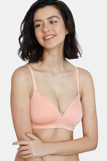 Buy Zivame Breeze Padded Non-Wired 3/4th Coverage T-Shirt Bra - Salmon