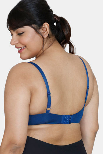 Buy ZIvame True Curv Breeze Padded Non-Wired Full Coverage T-Shirt Bra -  Navy Peony at Rs.648 online