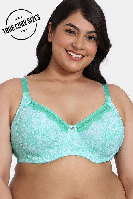Buy Zivame True Curv Mio Amore Double Layered Regular Wired Full Coverage  Super Support Bra - Green Print at Rs.538 online