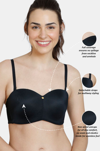 Zivame ZOPP05 Padded Wired 3/4th Coverage Strapless Bra – Black – Nari  Comfort Wear