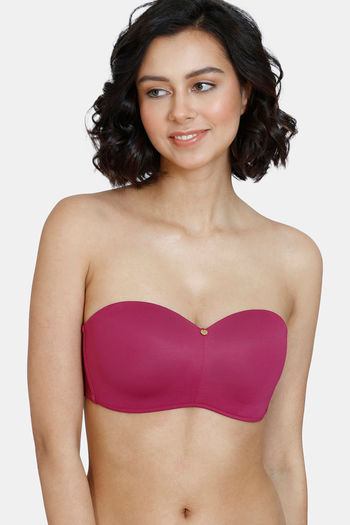 Buy Zivame Innovation Padded Non-Wired 3/4th Coverage Strapless Bra - Raspberry Radiance