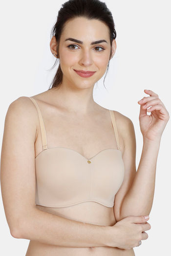 Buy Zivame Marshmallow Padded Non Wired 3/4th Coverage Strapless Bra With  Bikini Panty - Plume at Rs.1294 online