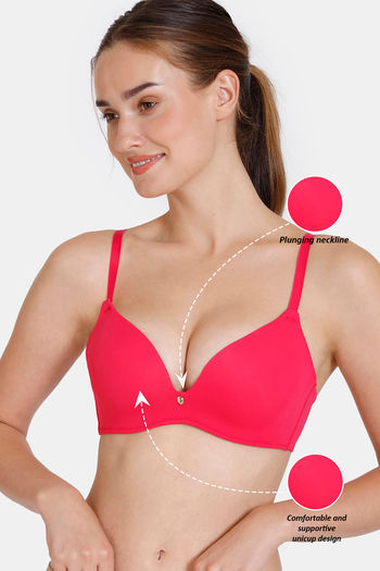 Buy Zivame Pointelle Push-Up Wired Medium Coverage Bra - Pink at Rs.538  online