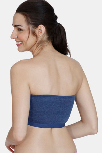 Zivame Beautiful Basics Double Layered Non Wired 3/4th Coverage Tube Bra -  Blue Depth