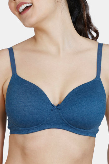 Zimisa, Zivame Sporty Twist Padded Non Wired 3/4th Coverage T-Shirt Bra -  French Blue