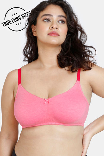 Buy Zivame True Curv Beautiful Basics Double Layered Non Wired 3/4th Coverage Super Support Bra - Pink Lemonade