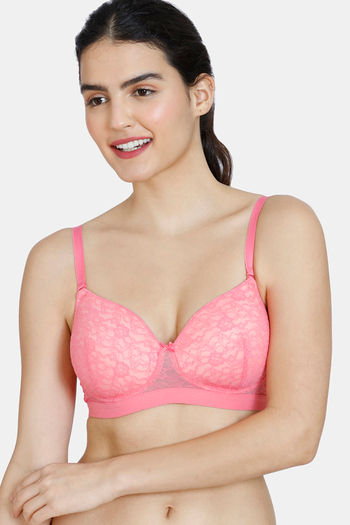 Buy Zivame Beautiful Basics Padded Non Wired 3/4th Coverage T-Shirt Bra -  Pink Lemonade at Rs.419 online
