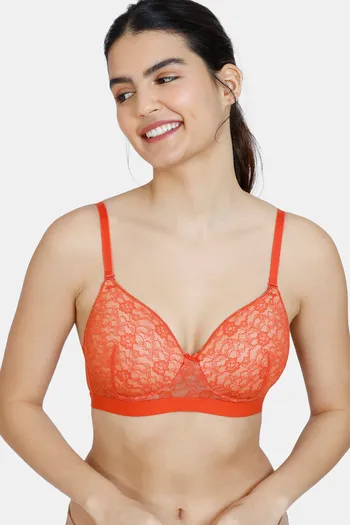 Buy Zivame Beautiful Basics Padded Non Wired 3/4th Coverage T-Shirt Bra - Summer Fig