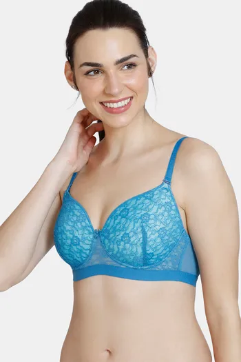 Buy Zivame Beautiful Basics Padded Non Wired 3/4th Coverage T-Shirt Bra -  Vallarta Blue at Rs.355 online