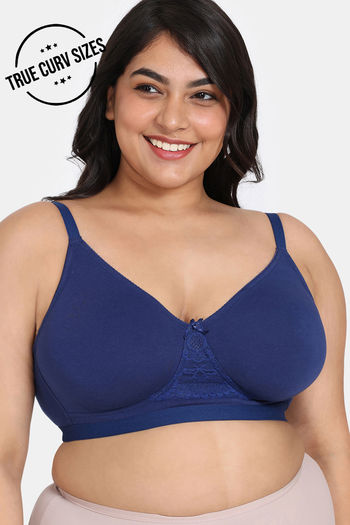 Zivame True Curv Double Layered Non Wired Full Coverage Minimiser Bra - Blue Depth