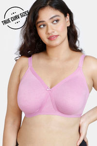 Buy Zivame Beautiful Basics Single Layered Non-Wired 3/4th Coverage Super Support Bra - Violet
