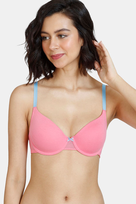 Buy Zivame Beautiful Basics Padded Wired Medium Coverage T-Shirt Bra -  Morning Glory - Pink online