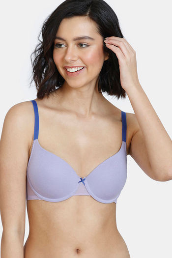 Buy Zivame Sporty Twist Padded Non Wired 3/4th Coverage T-shirt Bra -  Violet Tulip - Purple Online