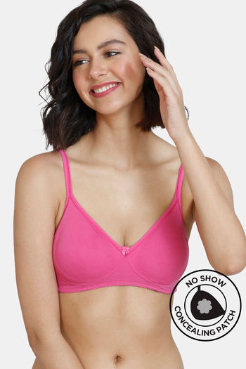Buy Zivame Conceal Petals Double Layered Non Wired 3/4th Coverage T-Shirt  Bra - Ibis Rose at Rs.337 online