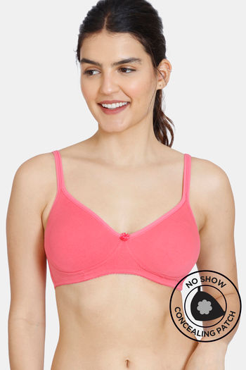 Zivame Conceal Petals Double Layered Non Wired 3/4th Coverage T-Shirt Bra -  Pink Lemonade
