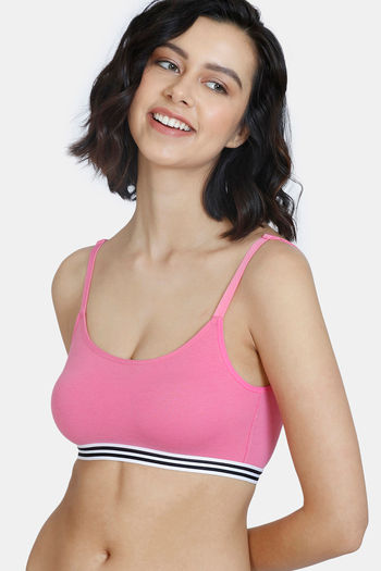 Buy Zivame Beautiful Basics Double Layered Non Wired Full Coverage Bralette - Ibis Rose