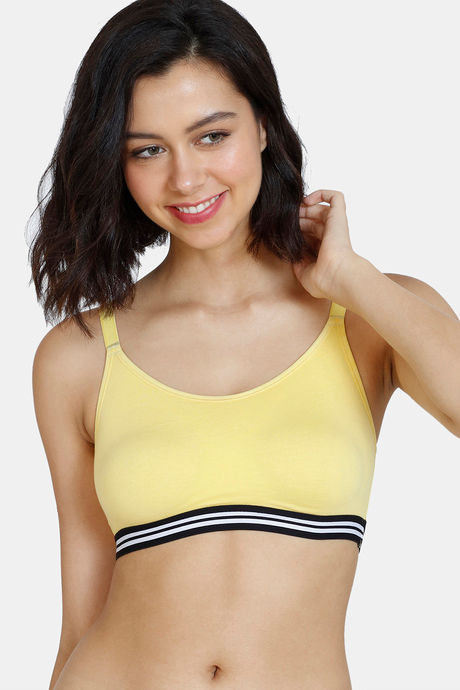 Buy Zelocity by Zivame Yellow Non Wired Non Padded Sports Bra for