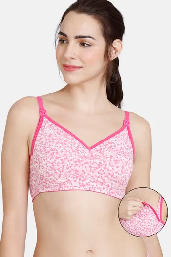 Buy Zivame Maternity Double Layered Non Wired 3/4th Coverage Maternity / Nursing  Bra - Pink Print at Rs.439 online