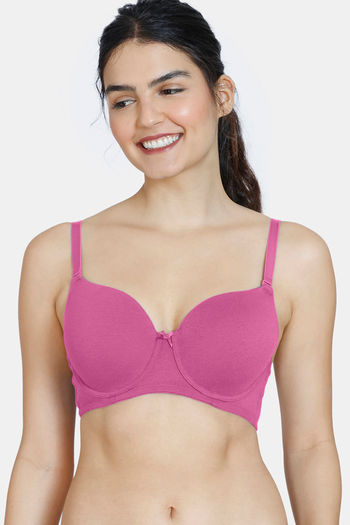 Buy Zivame Beautiful Basics Padded Wired 3/4th Coverage T-Shirt Bra - Ibis  Rose at Rs.382 online
