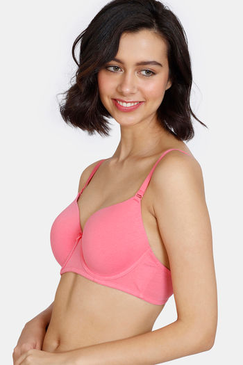 Buy Zivame Wonderwire Padded Wired 3-4th Coverage T-shirt Bra - Peach Pearl  Online