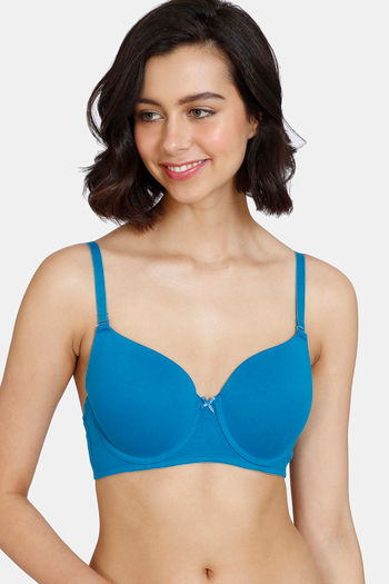 Buy Zivame Women's Cotton Wired Casual Full-Coverage Bra  (ZI101PFASH0BLUE0034A_Green at