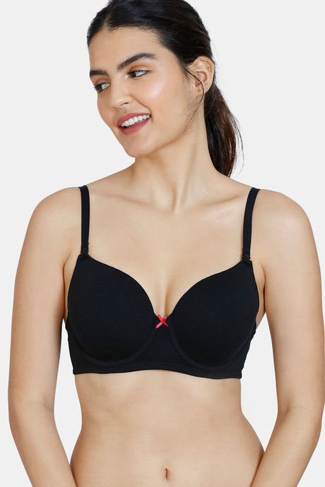 Buy Zivame Beautiful Basics Padded Wired 3/4th Coverage T-Shirt Bra -  Anthracite at Rs.389 online