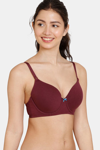 Buy Zivame Beautiful Basics Padded Wired 3/4th Coverage T-Shirt Bra - Fig  at Rs.521 online