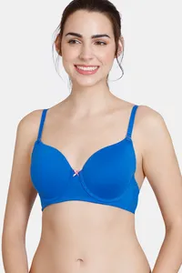 Buy Zivame Beautiful Basics Double Layered Non Wired 3/4th Coverage T-Shirt  Bra - Navy Peony at Rs.400 online