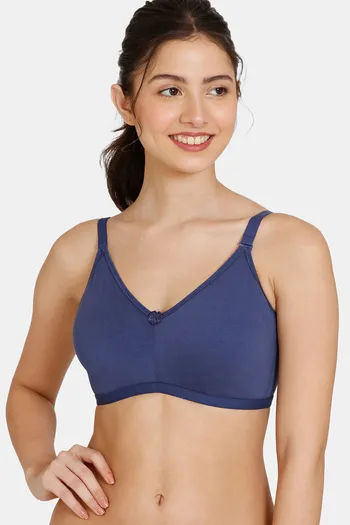 Buy Zivame Beautiful Basics Double Layered Non Wired 3/4th Coverage T-Shirt Bra - Deep Cobalt