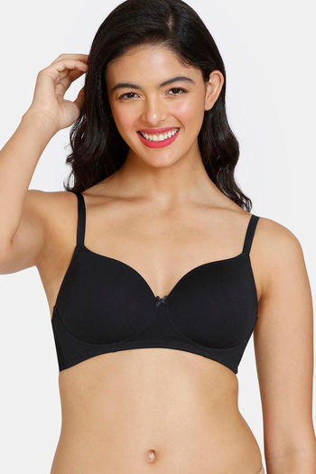 Zivame Padded Non Wired 3/4th Coverage T-Shirt Bra - Anthracite