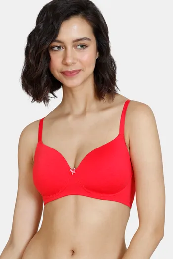 Buy Zivame Beautiful Basic Double Layered Non-Wired 3-4th Coverage T-Shirt  Bra- Rose Red - Red online
