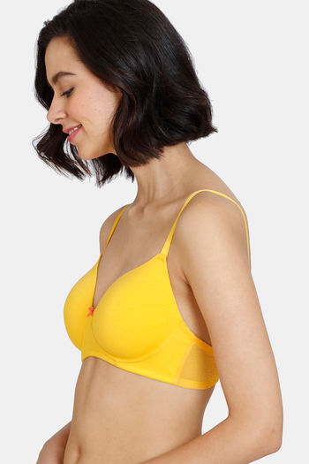 Buy Zivame Beautiful Basics Padded Wired 3/4th Coverage T-Shirt Bra -  Citrus at Rs.384 online