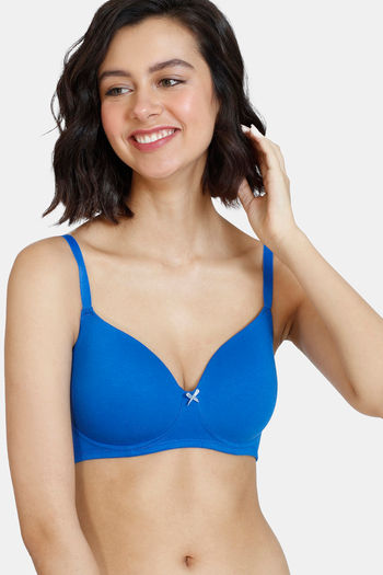 Buy Zivame Beautiful Basics Padded Non Wired 3/4th Coverage T-Shirt Bra -  Princess Blue at Rs.699 online