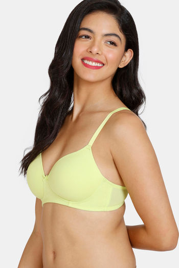 Buy Zivame Beautiful Basics Padded Non Wired 3/4th Coverage T-Shirt Bra -  Wild Lime at Rs.422 online