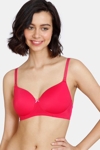 Buy Zivame Beautiful Basics Padded Non Wired 3/4th Coverage T-Shirt Bra - Love Potion