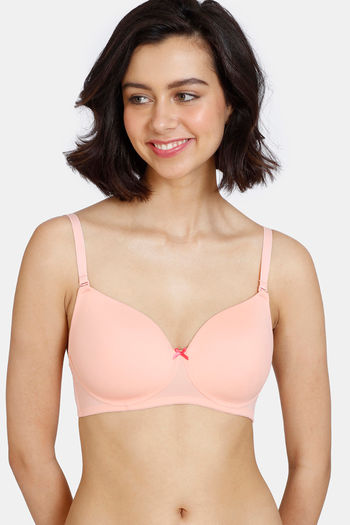 Buy Zivame Beautiful Basics Padded Non Wired 3/4th Coverage T-Shirt Bra -  Peach Pearl at Rs.454 online