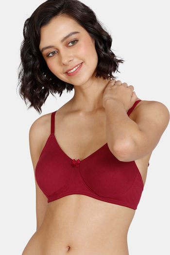 Buy Zivame Beautiful Basics Double Layered Non Wired 3/4th Coverage T-Shirt Bra - Beet Red