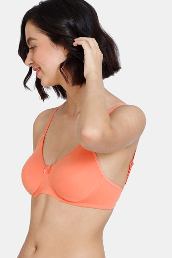 Buy Zivame Beautiful Basics Double Layered Non Wired 3/4th Coverage T-Shirt  Bra - Fresh Salmon at Rs.260 online