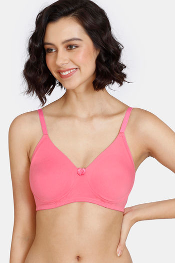 Buy Zivame Beautiful Basics Double Layered Non-Wired 3/4th Coverage T-Shirt Bra - Pink Lemonade