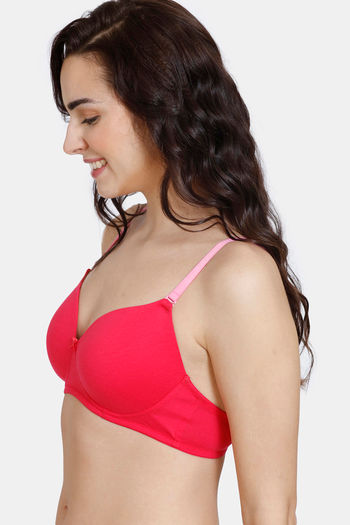 Buy Zivame Glitter Straps Padded Non Wired 3/4th Coverage T-Shirt Bra With  Thong - Maroon R Red at Rs.419 online, Bra online