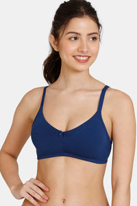 Buy Zivame Beautiful Basics Double Layered Non-Wired 3/4th Coverage T-Shirt Bra - Blue Depth