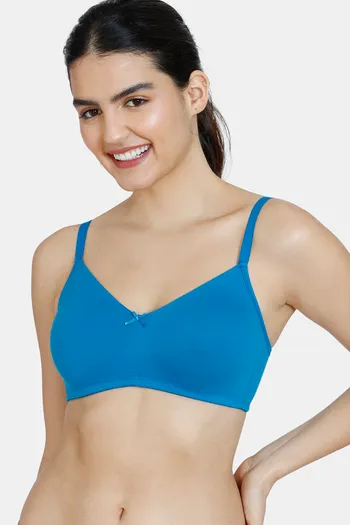 Buy Zivame Beautiful Basics Double Layered Non Wired 3/4th Coverage T-Shirt Bra - Mykonos Blue