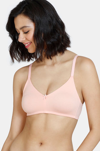 Buy Zivame Beautiful Basics Double Layered Non Wired 3/4th Coverage T-Shirt  Bra - Peach Pearl at Rs.455 online
