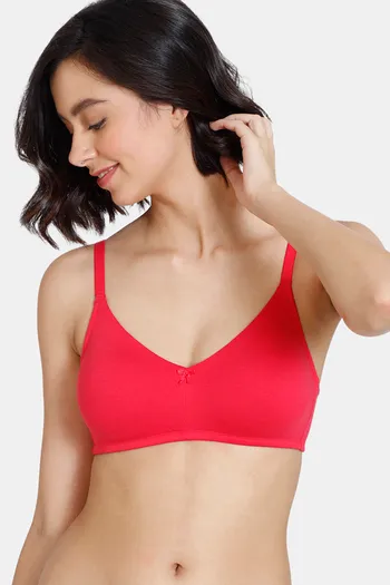 Buy Zivame Beautiful Basic Double Layered Non Wired 3/4th Coverage T-Shirt Bra -  Rose Red