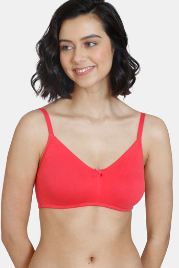 Zivame Padded Non Wired Full Coverage Mastectomy Bra - Beet Red