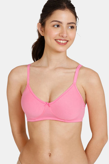 Buy Zivame Beautiful Basics Double Layered Non Wired 3/4th Coverage T-Shirt Bra - Pink Cosmos