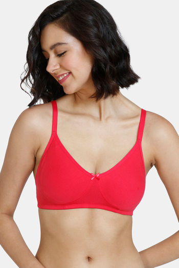 Buy Zivame Beautiful Basics Double Layered Non Wired 3/4th Coverage T-Shirt Bra - Rose Red