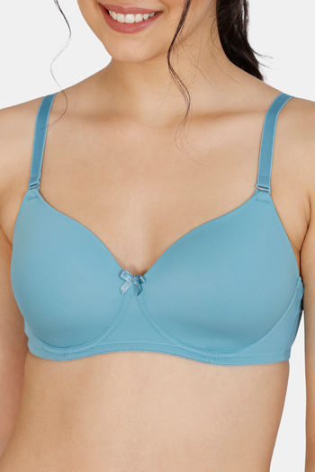 Buy Zivame Padded Non Wired 3/4th Coverage T-Shirt Bra - Adriatic Blue at  Rs.839 online